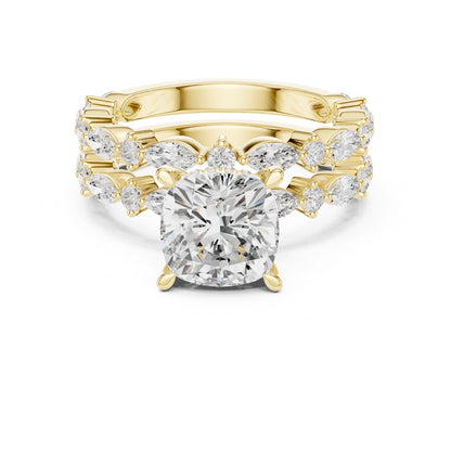 Cushion Lab Grown Diamond Side-Stone Engagement Ring