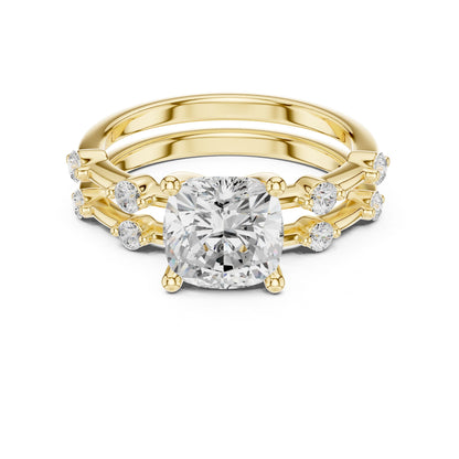 Cushion Lab Grown Diamond Side-Stone Engagement Ring