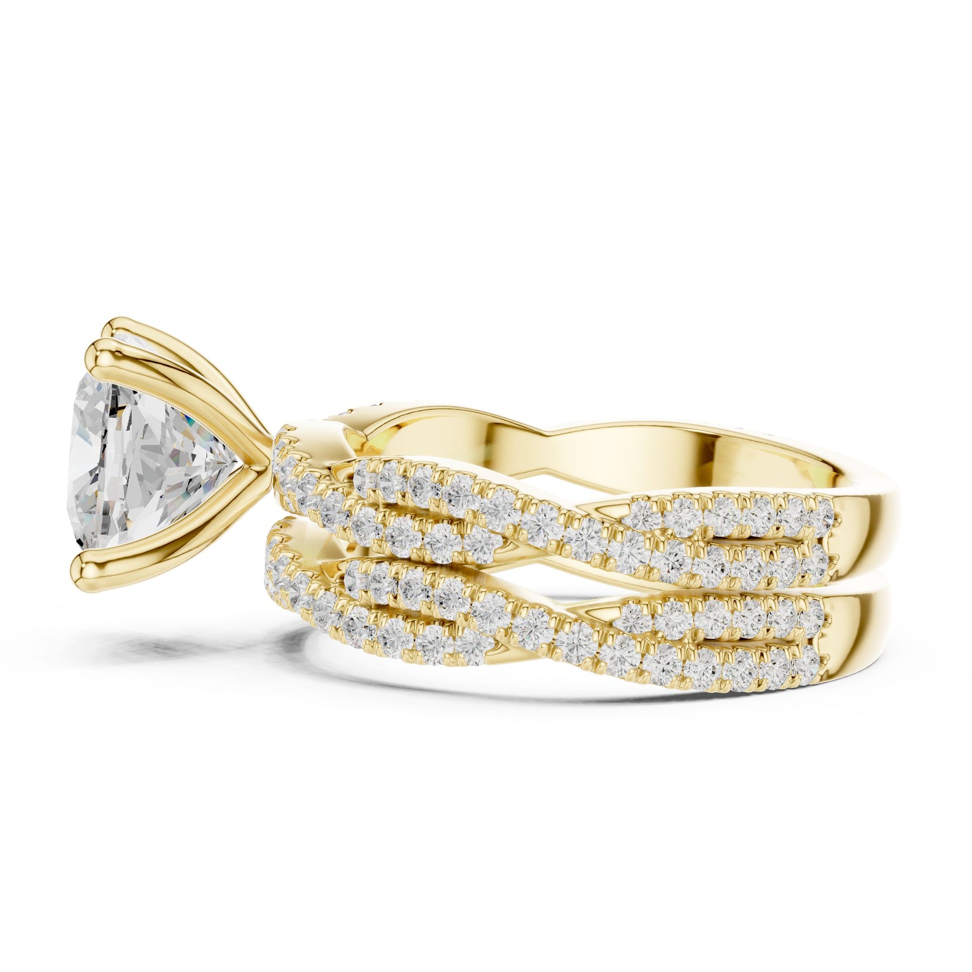 Cushion Lab Grown Diamond Side-Stone Engagement Ring