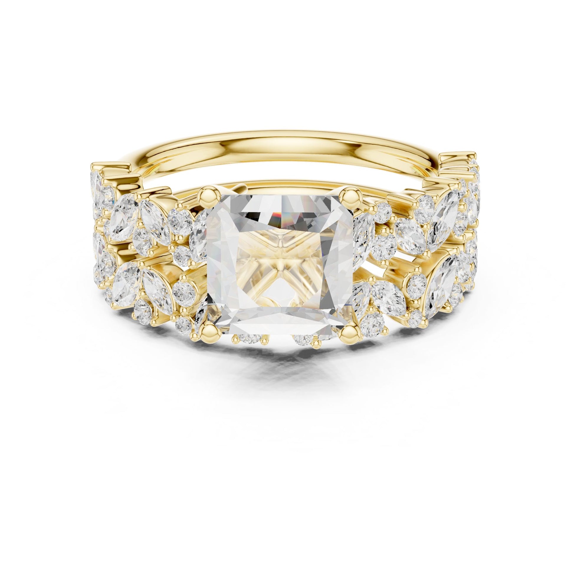 Cushion Lab Grown Diamond Side-Stone Engagement Ring