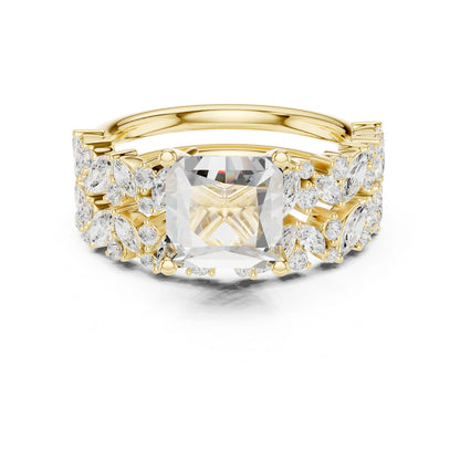 Cushion Lab Grown Diamond Side-Stone Engagement Ring