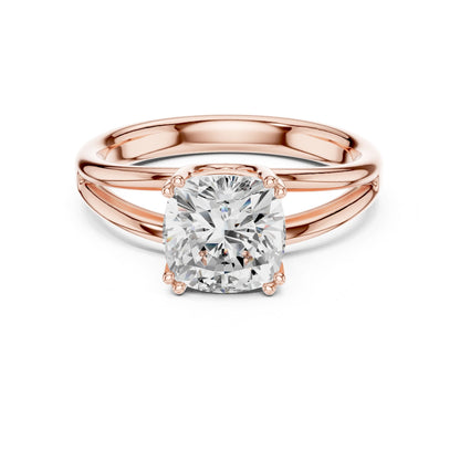 Cushion Lab Grown Diamond Solitaire Engagement Ring