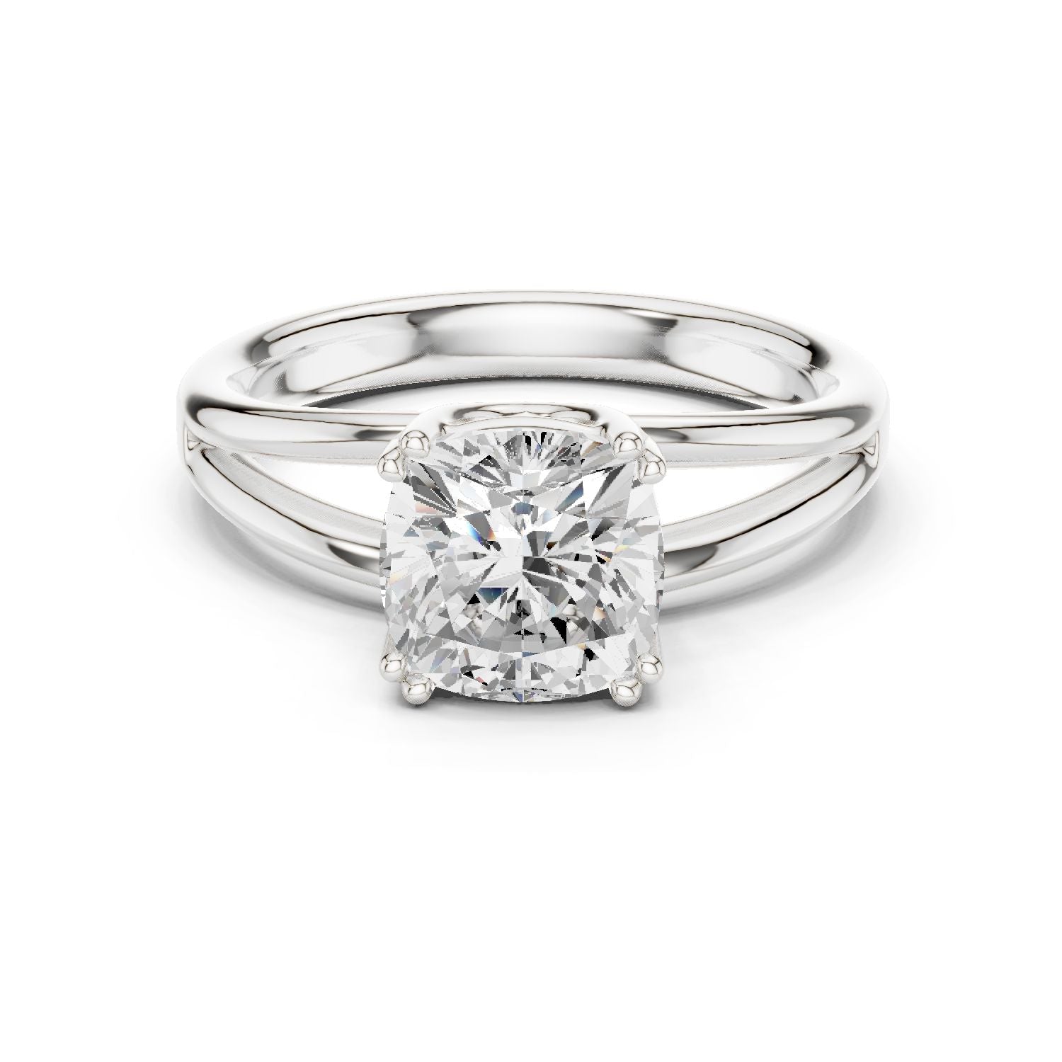Cushion Lab Grown Diamond Solitaire Engagement Ring