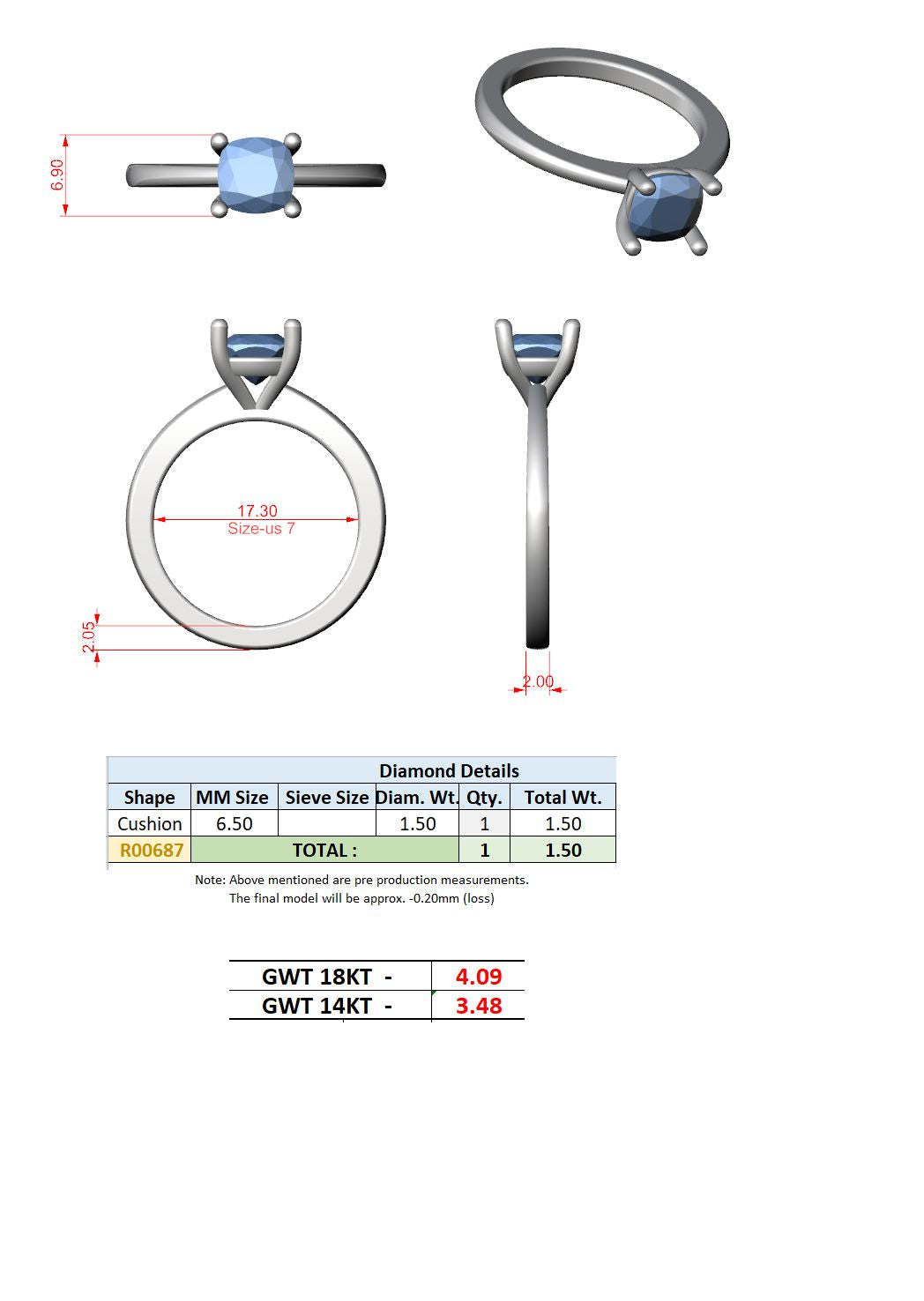 Cushion Lab Grown Diamond Solitaire Engagement Ring