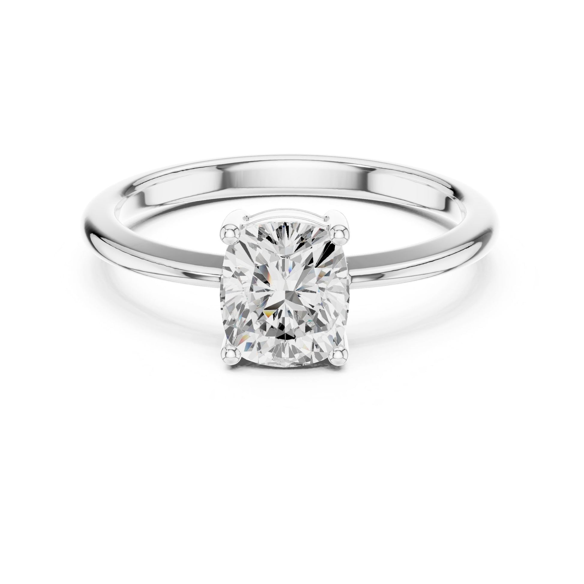 Cushion Lab Grown Diamond Solitaire Engagement Ring