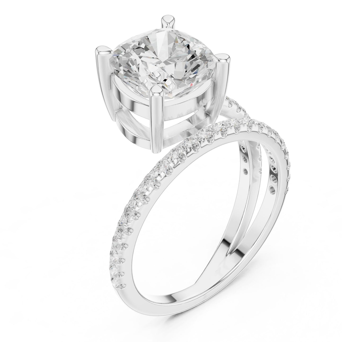 Cushion Lab Grown Diamond Solitaire Engagement Ring