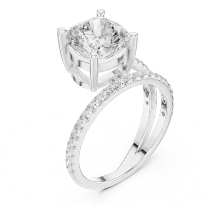 Cushion Lab Grown Diamond Solitaire Engagement Ring