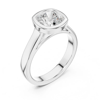 Cushion Lab Grown Diamond Solitaire Engagement Ring