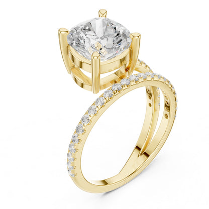 Cushion Lab Grown Diamond Solitaire Engagement Ring