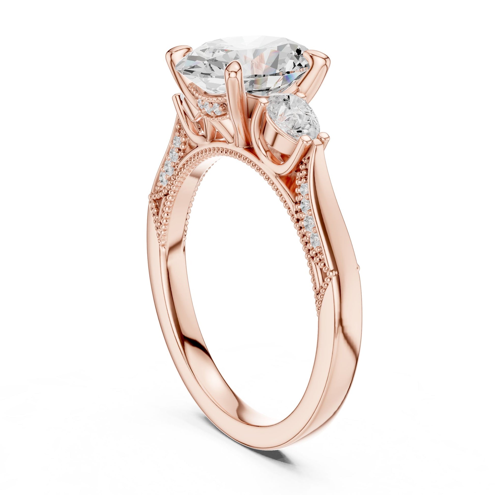 Cushion Lab Grown Diamond Three-Stone Engagement Ring