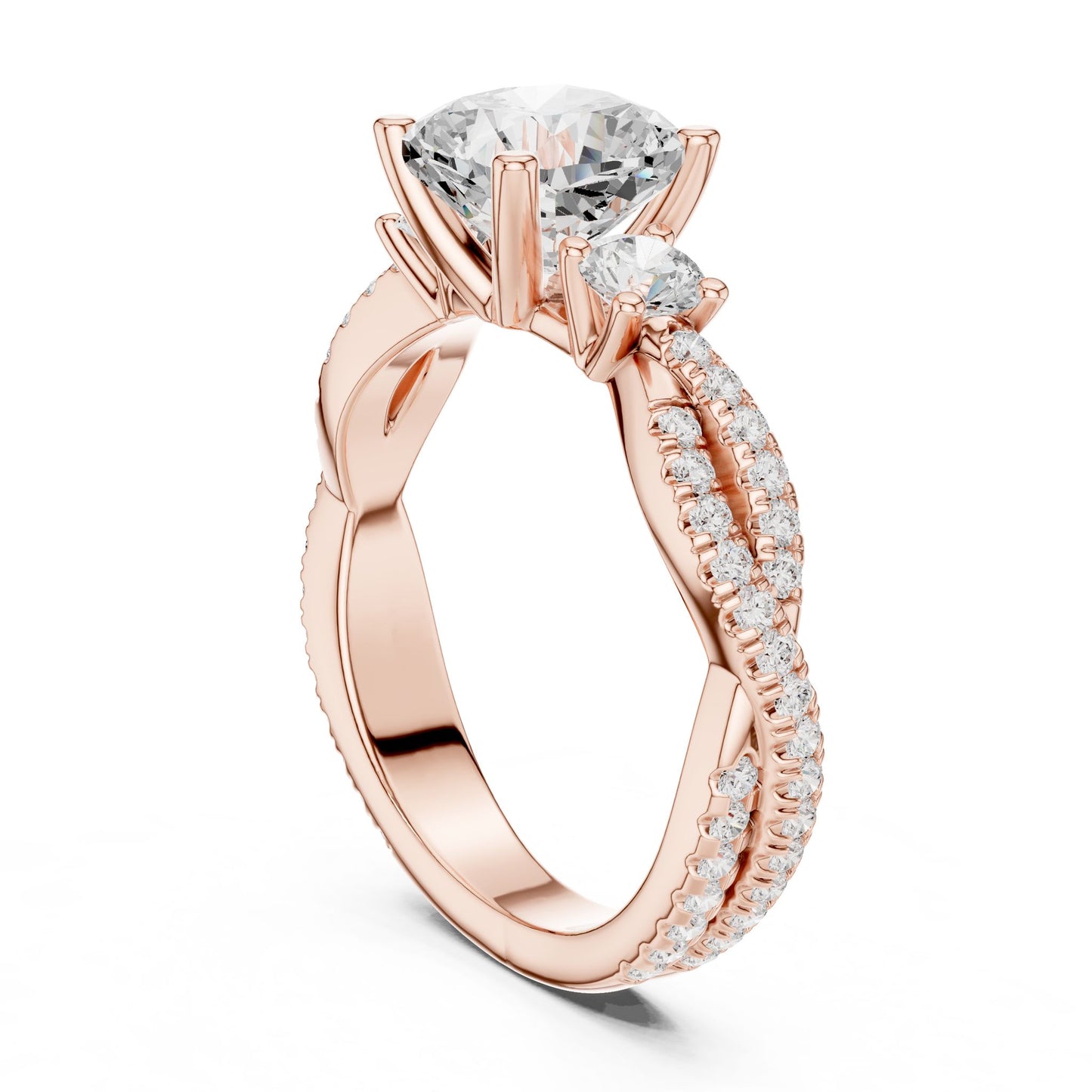 Cushion Lab Grown Diamond Three-Stone Engagement Ring