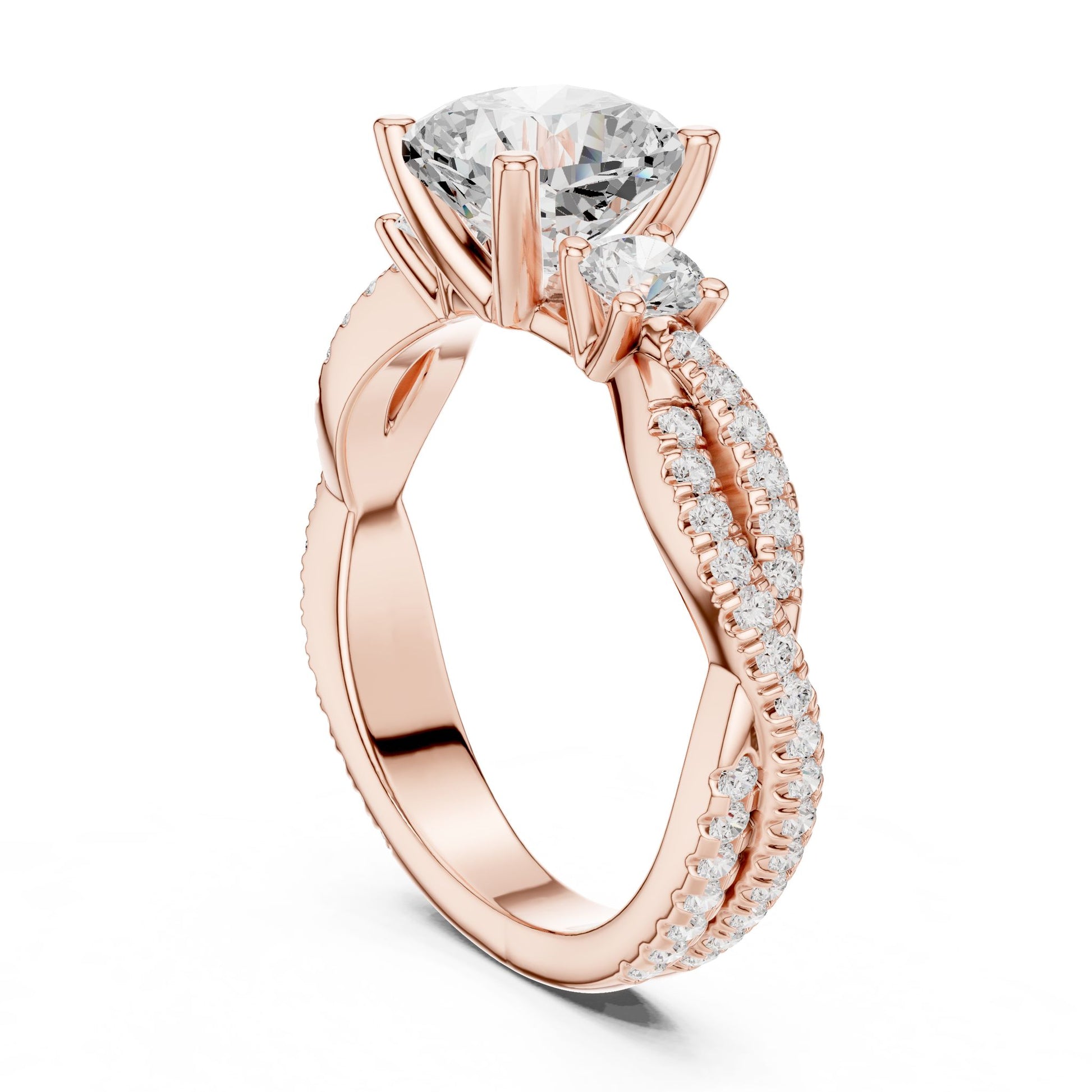 Cushion Lab Grown Diamond Three-Stone Engagement Ring