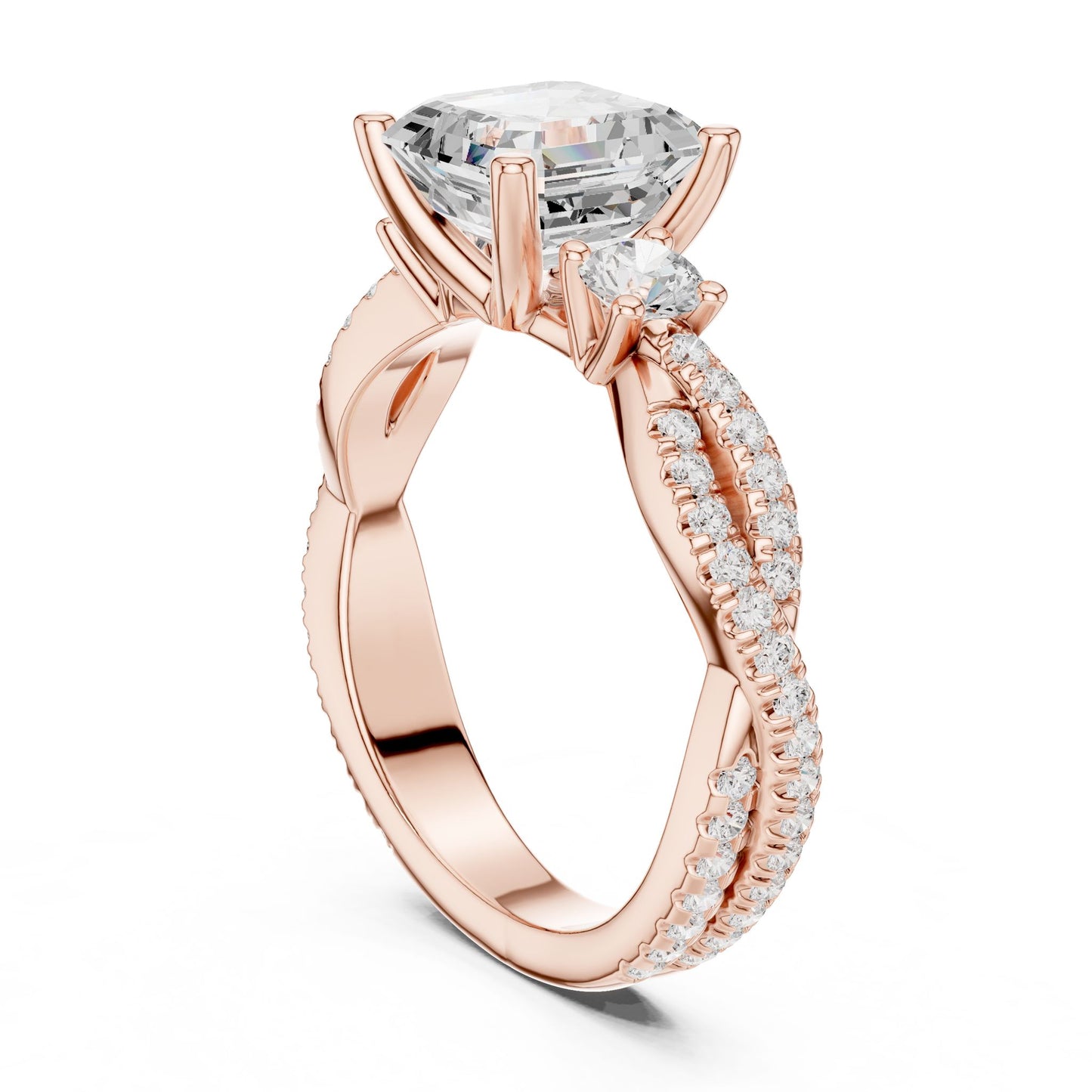 Cushion Lab Grown Diamond Three-Stone Engagement Ring