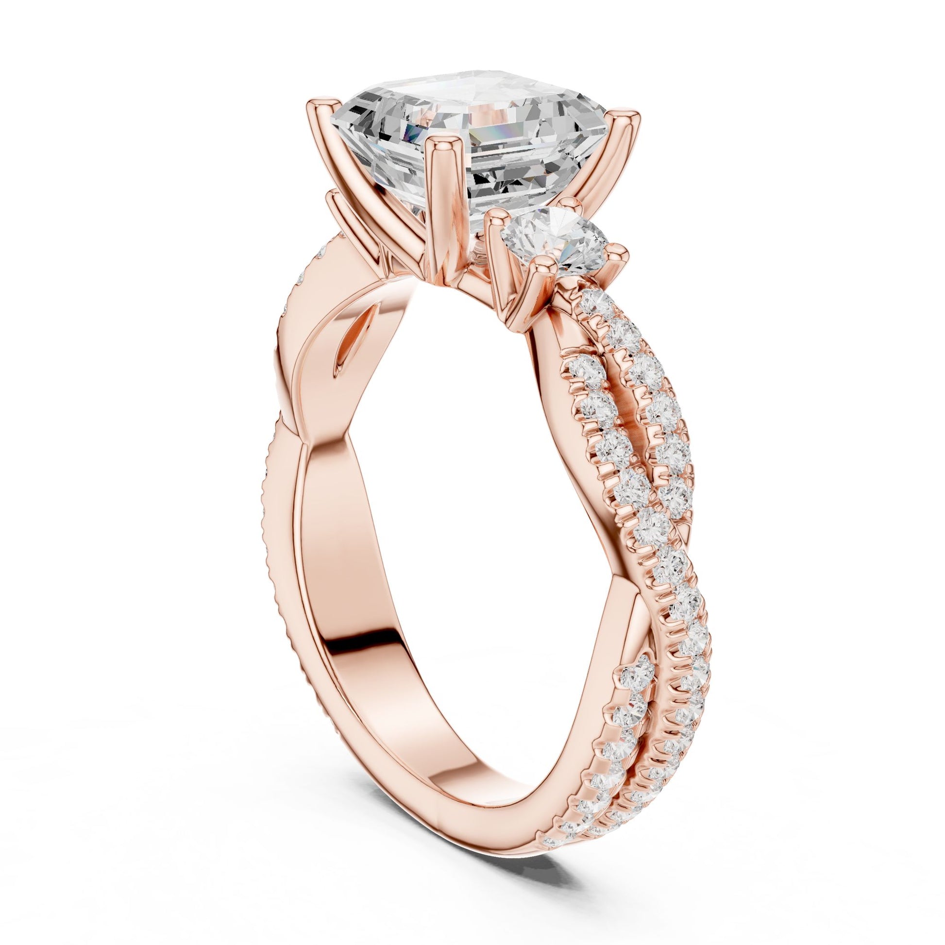 Cushion Lab Grown Diamond Three-Stone Engagement Ring