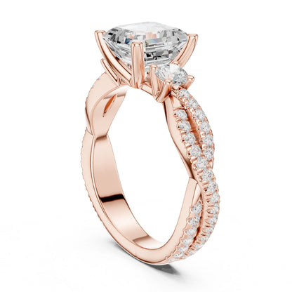 Cushion Lab Grown Diamond Three-Stone Engagement Ring