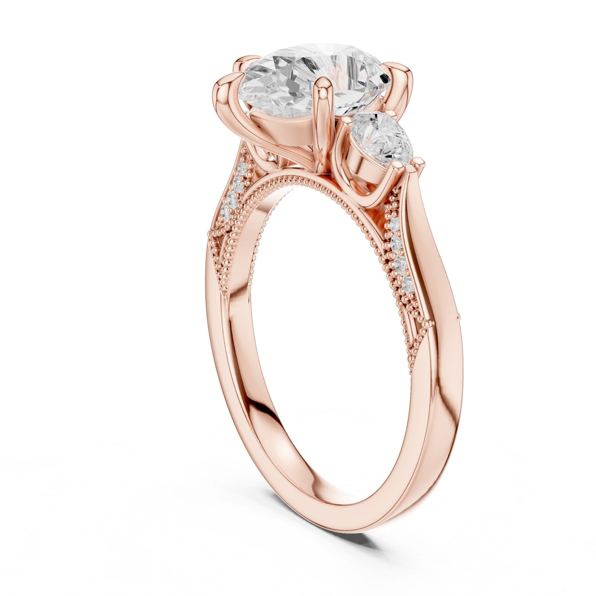 Cushion Lab Grown Diamond Three-Stone Engagement Ring