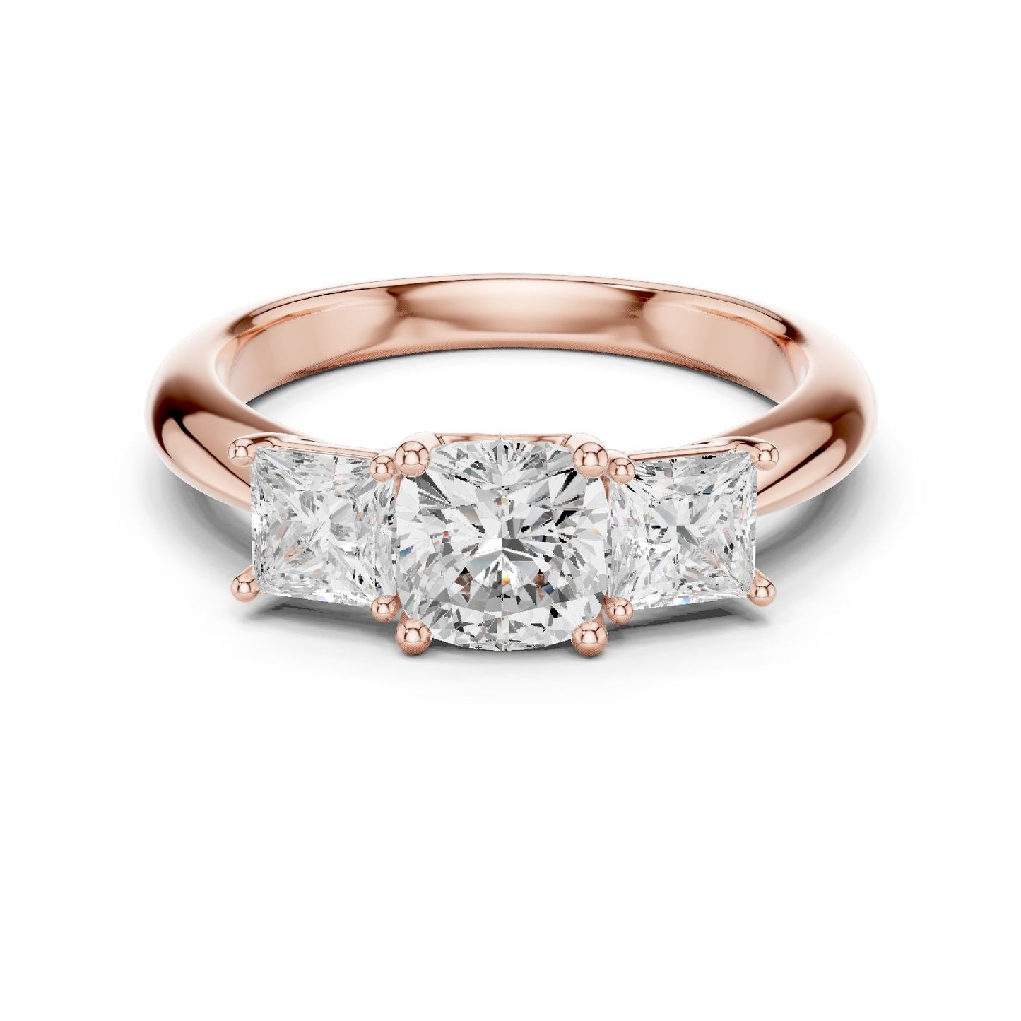Cushion Lab Grown Diamond Three-Stone Engagement Ring
