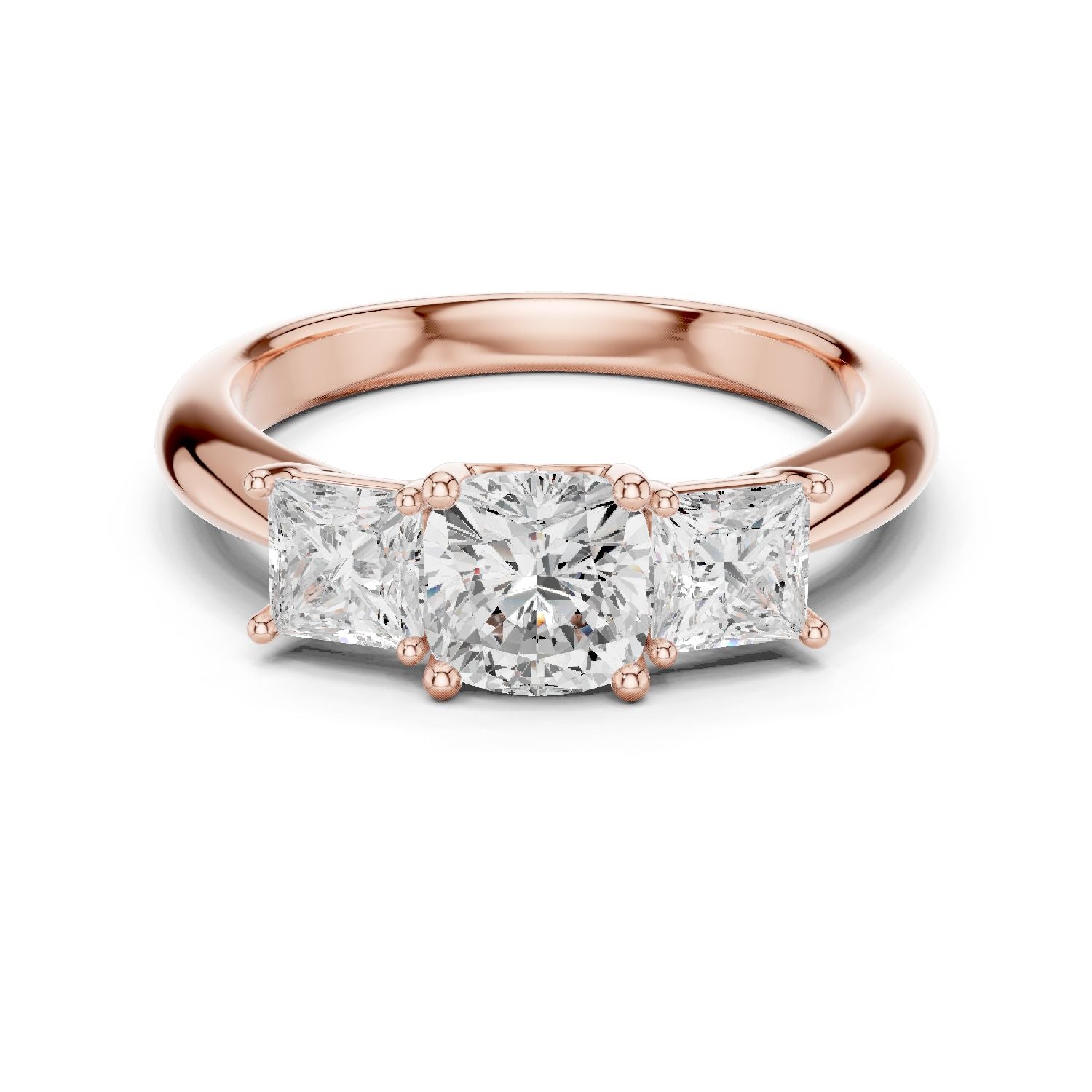 Cushion Lab Grown Diamond Three-Stone Engagement Ring