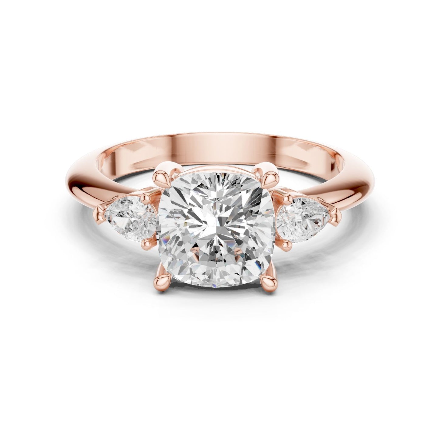 Cushion Lab Grown Diamond Three-Stone Engagement Ring