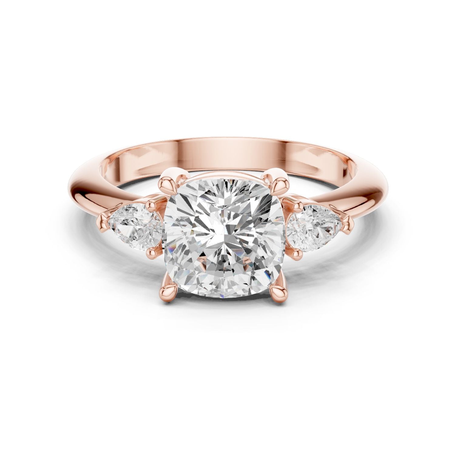 Cushion Lab Grown Diamond Three-Stone Engagement Ring