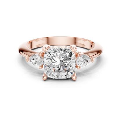 Cushion Lab Grown Diamond Three-Stone Engagement Ring