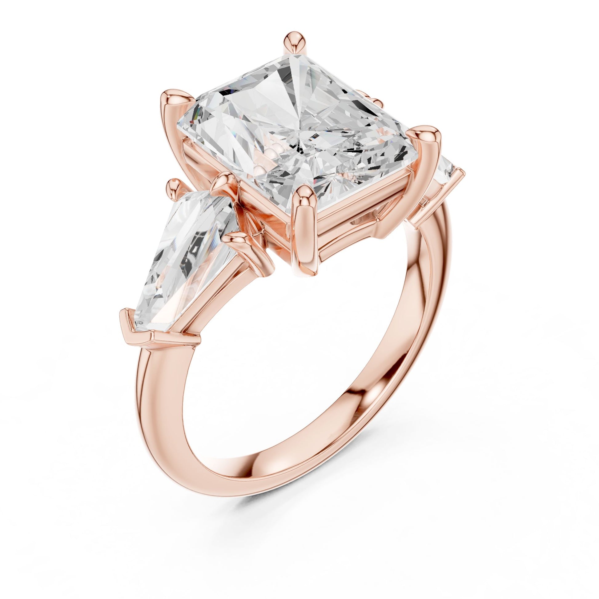 Cushion Lab Grown Diamond Three-Stone Engagement Ring