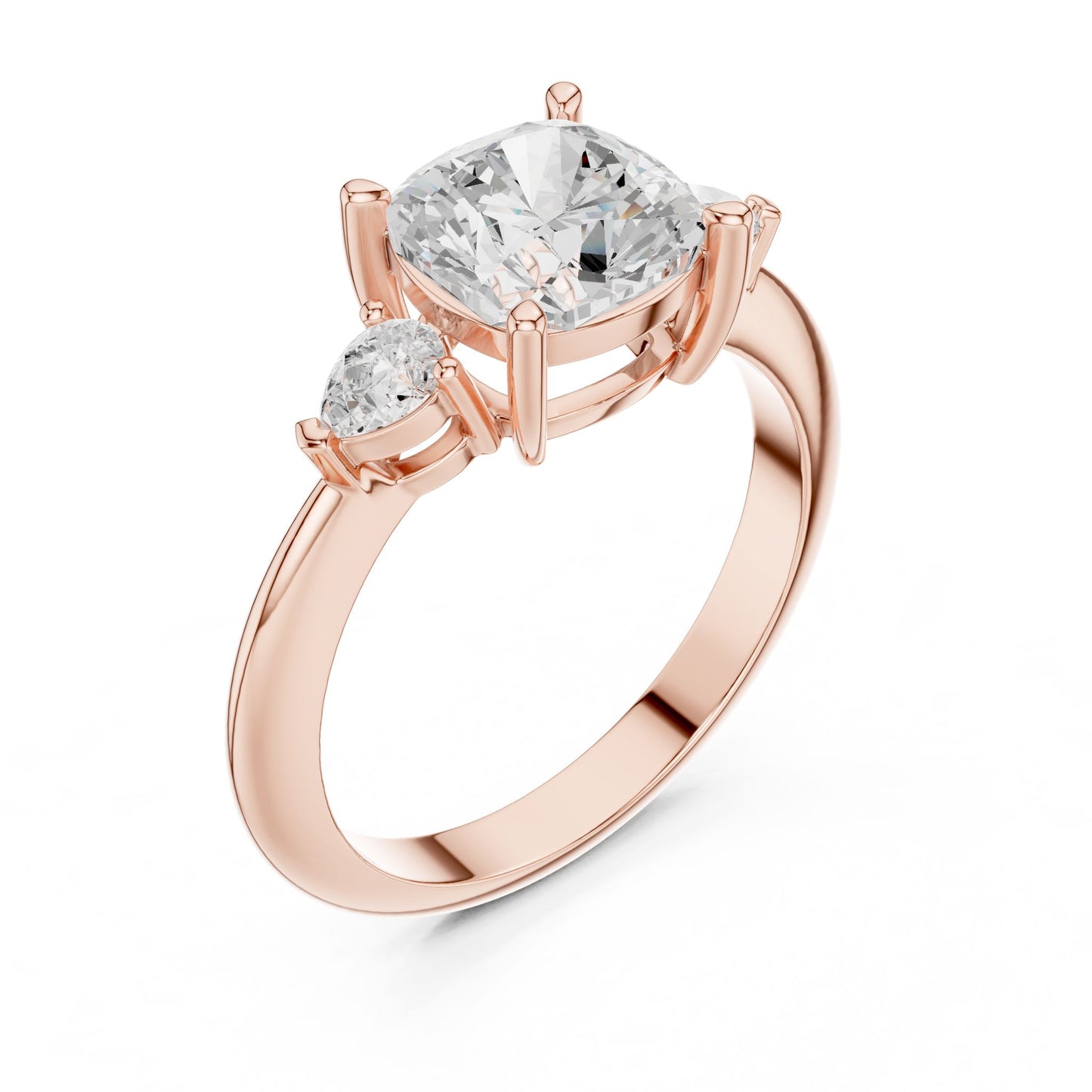 Cushion Lab Grown Diamond Three-Stone Engagement Ring