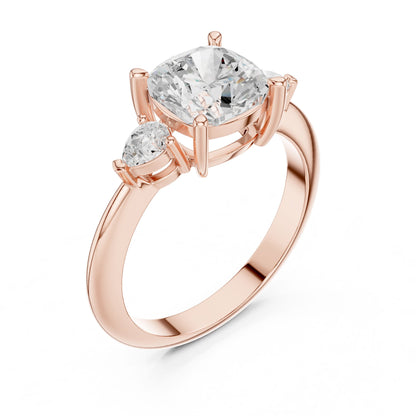 Cushion Lab Grown Diamond Three-Stone Engagement Ring