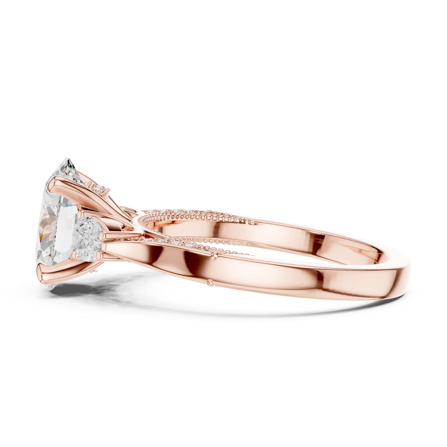 Cushion Lab Grown Diamond Three-Stone Engagement Ring