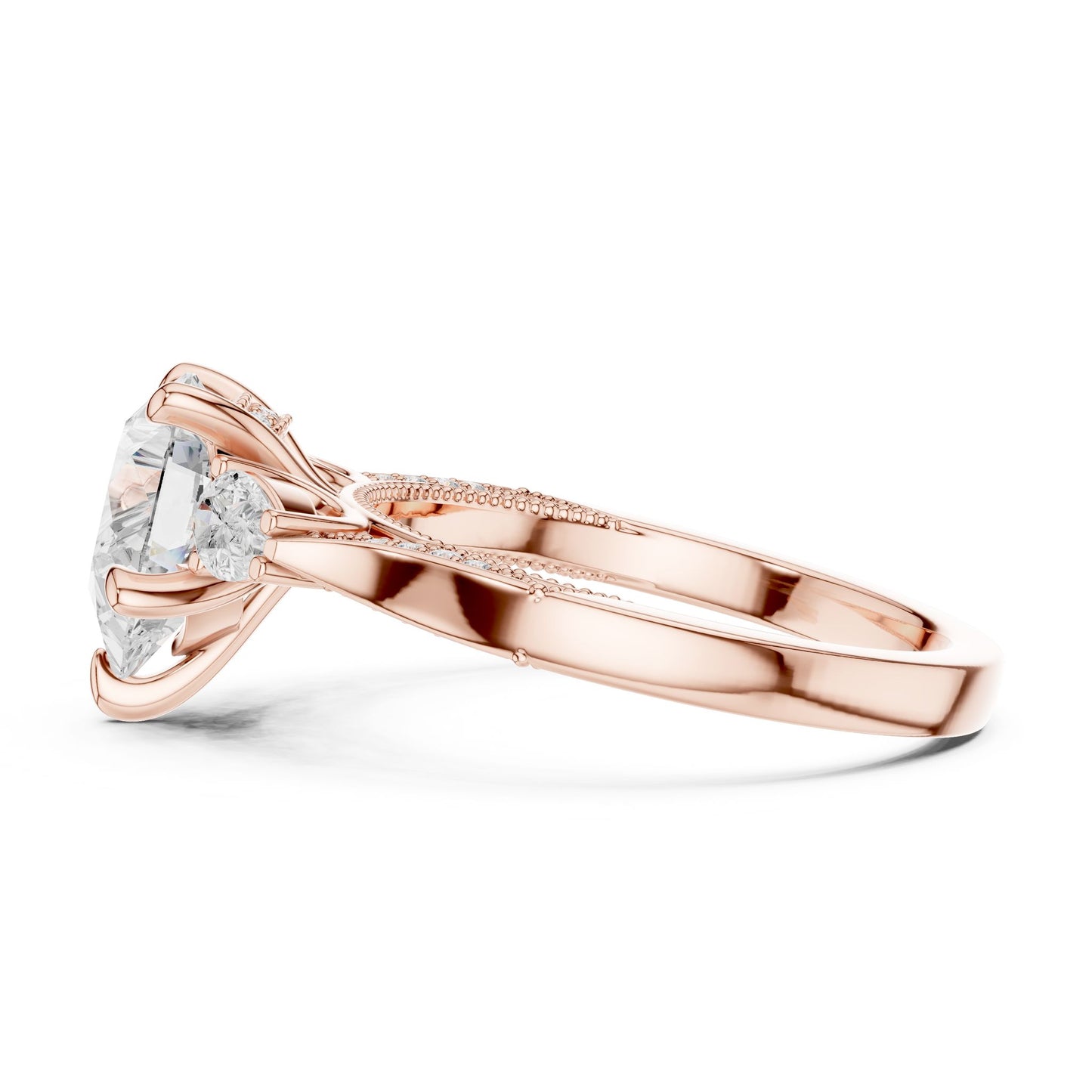 Cushion Lab Grown Diamond Three-Stone Engagement Ring
