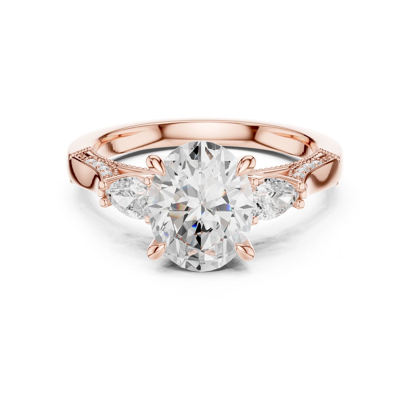Cushion Lab Grown Diamond Three-Stone Engagement Ring