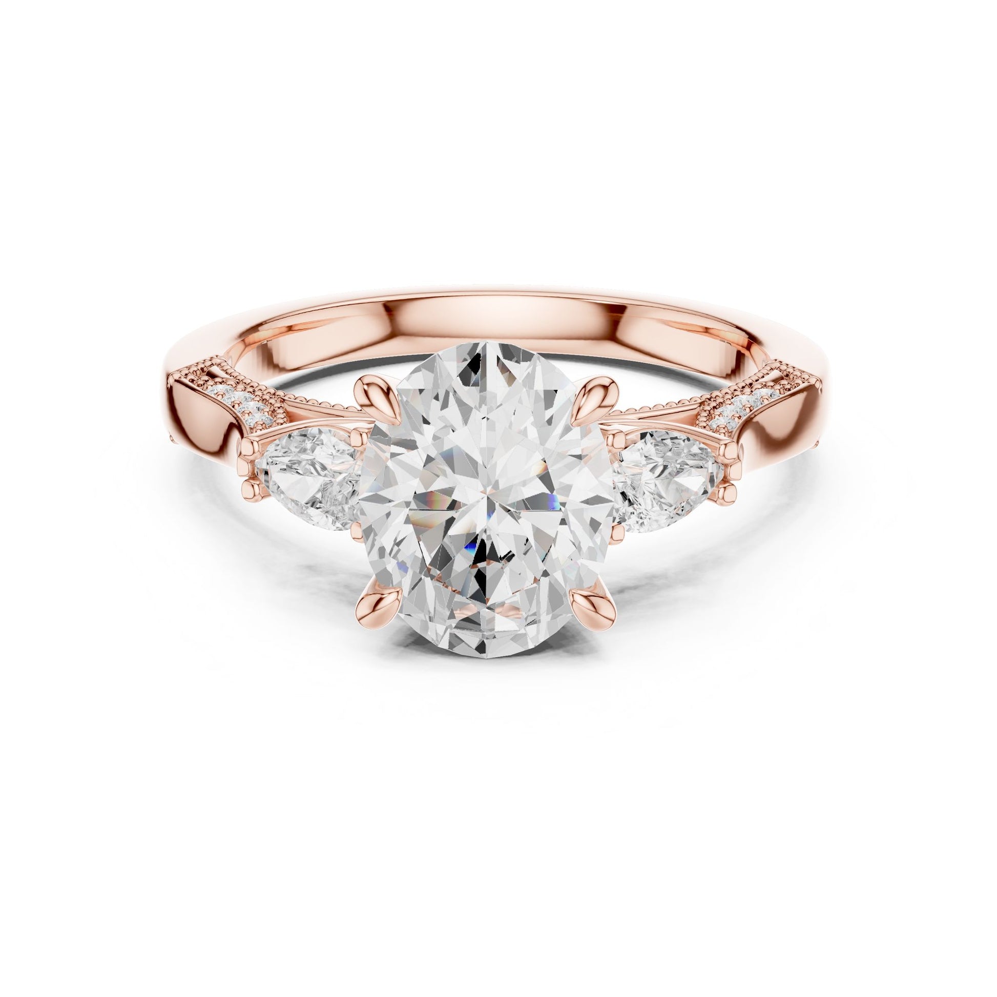 Cushion Lab Grown Diamond Three-Stone Engagement Ring