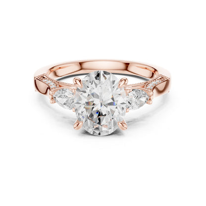 Cushion Lab Grown Diamond Three-Stone Engagement Ring