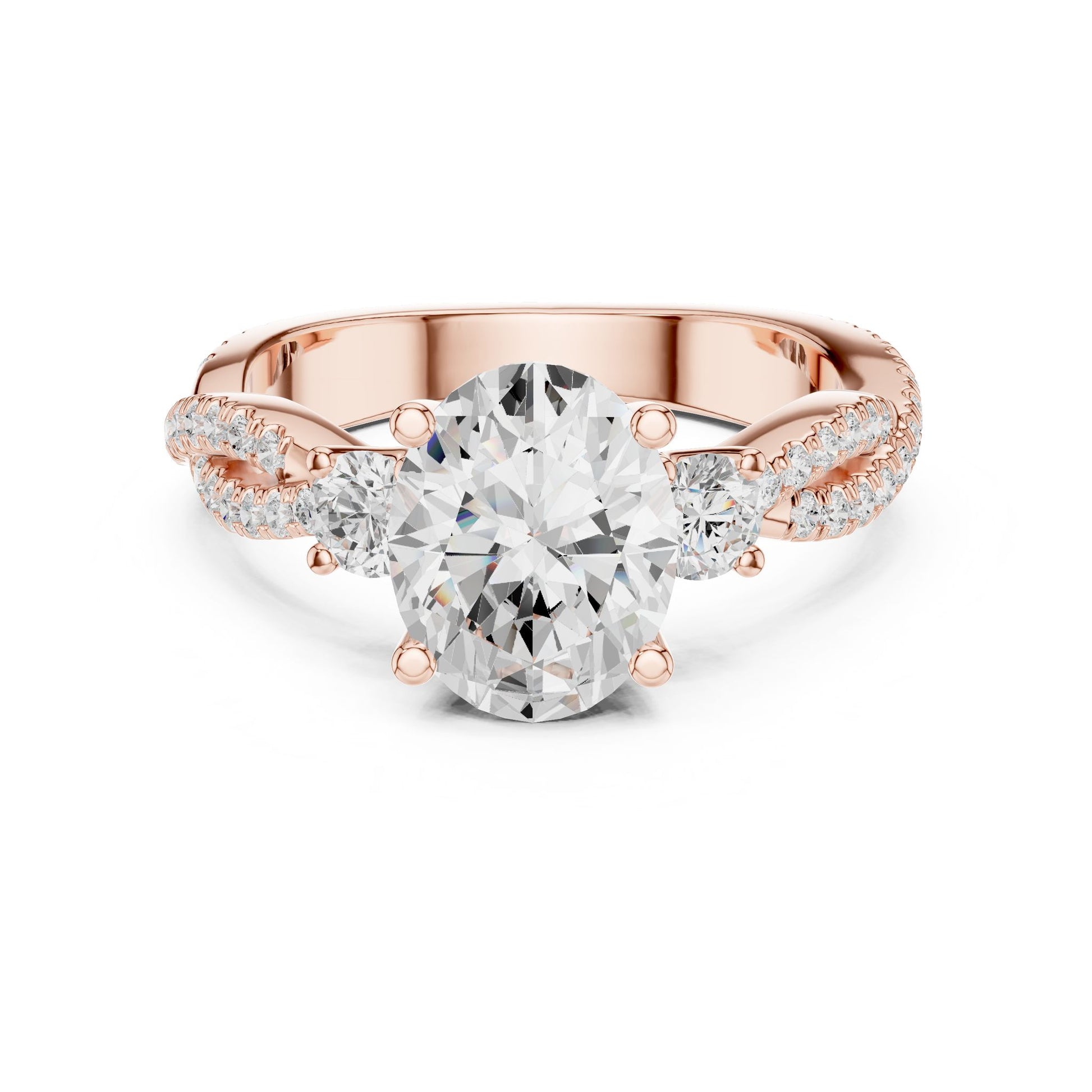 Cushion Lab Grown Diamond Three-Stone Engagement Ring