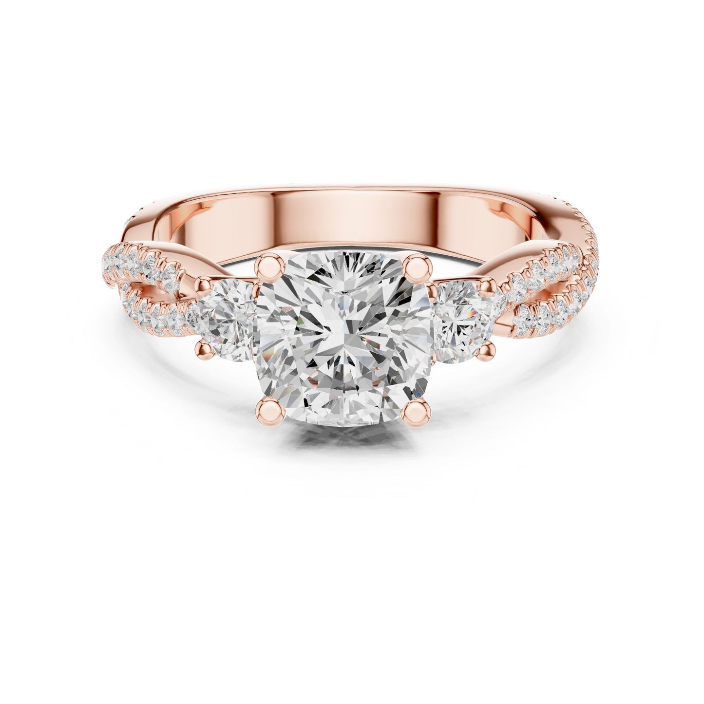 Cushion Lab Grown Diamond Three-Stone Engagement Ring