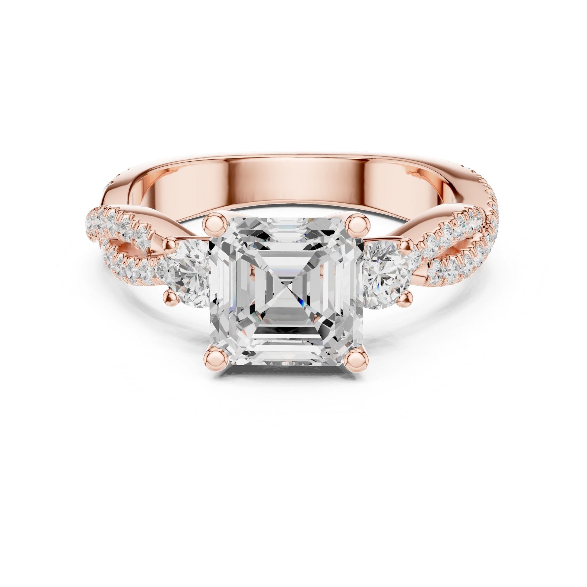 Cushion Lab Grown Diamond Three-Stone Engagement Ring
