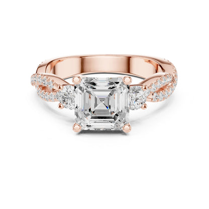 Cushion Lab Grown Diamond Three-Stone Engagement Ring