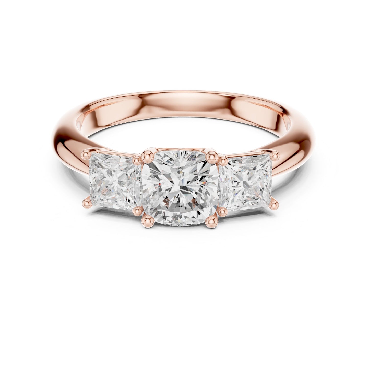 Cushion Lab Grown Diamond Three-Stone Engagement Ring