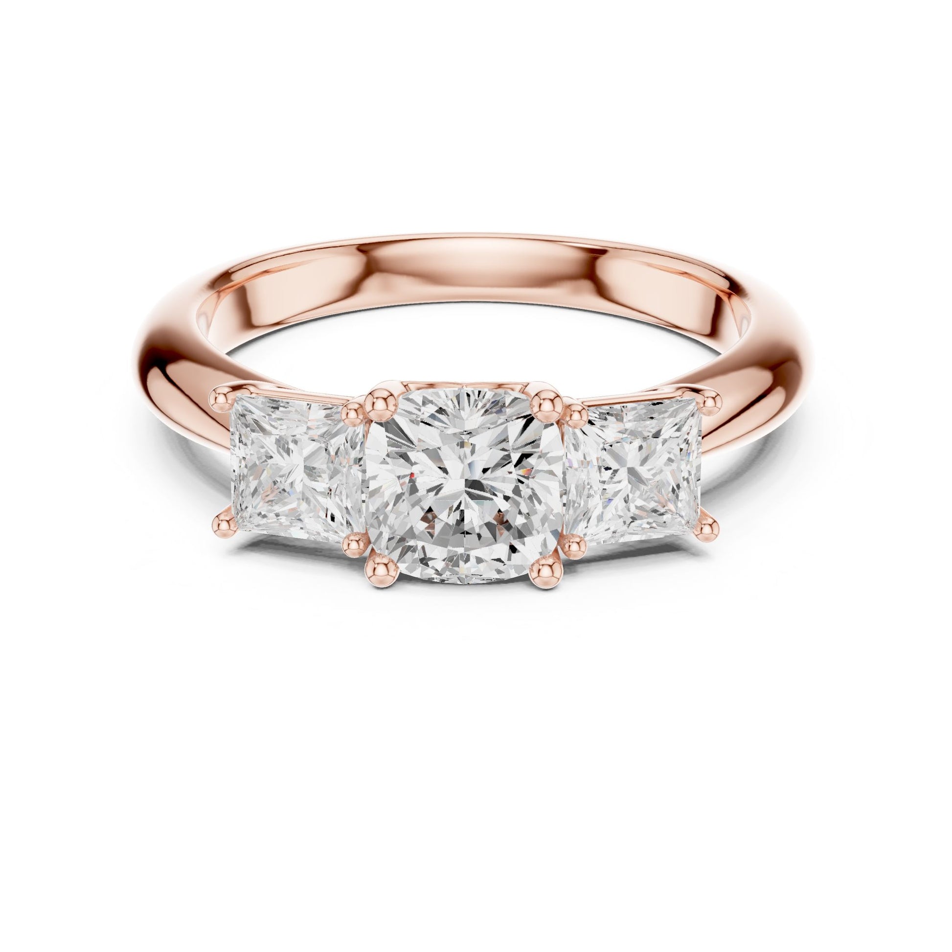 Cushion Lab Grown Diamond Three-Stone Engagement Ring