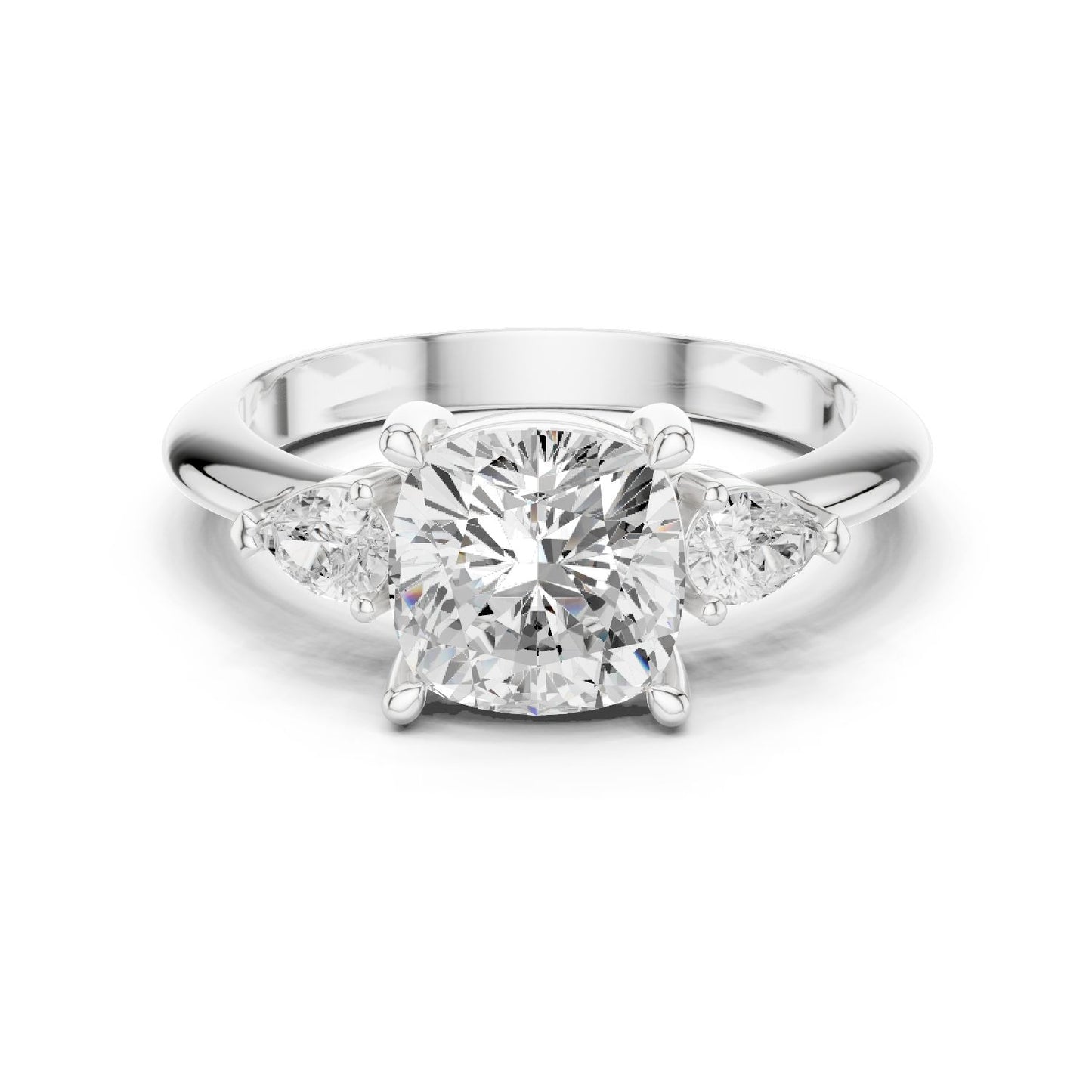 Cushion Lab Grown Diamond Three-Stone Engagement Ring
