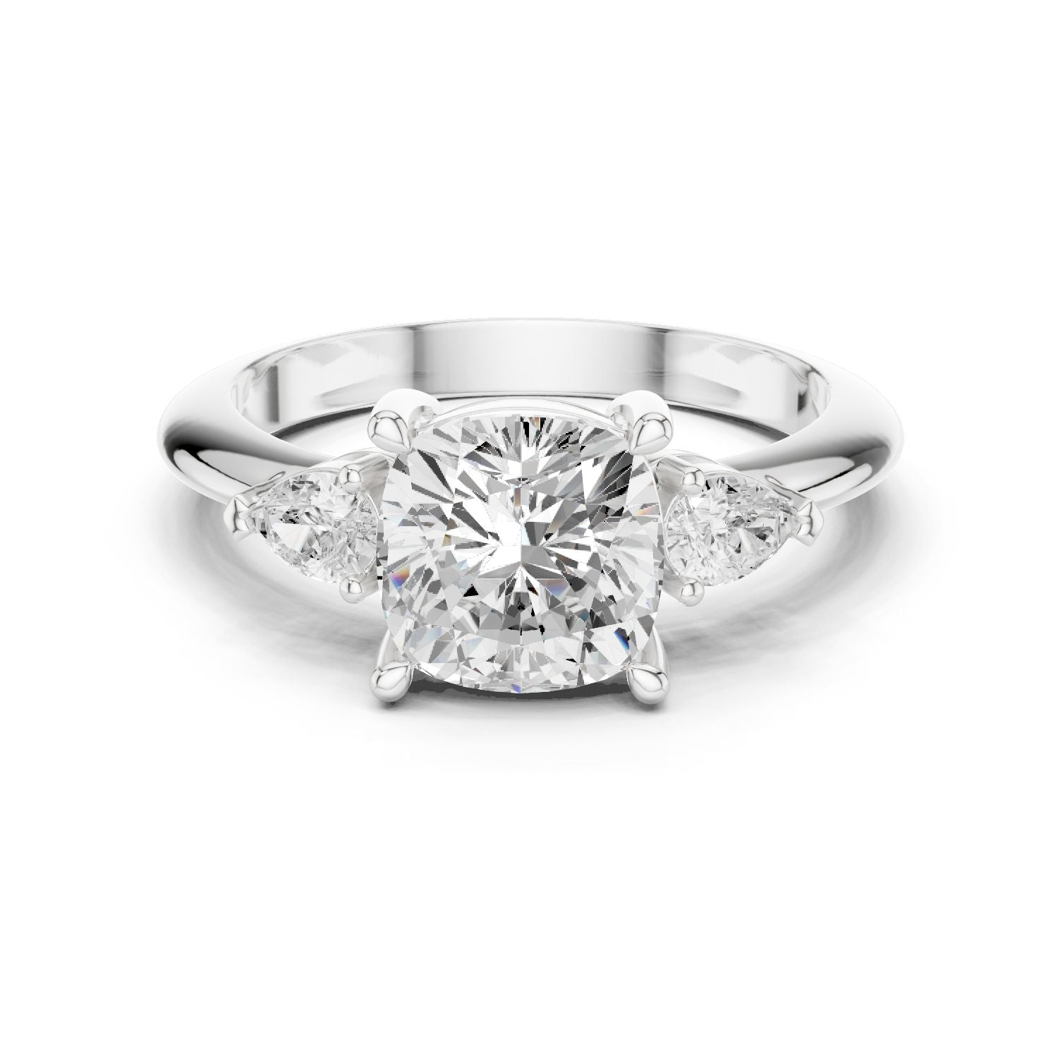 Cushion Lab Grown Diamond Three-Stone Engagement Ring