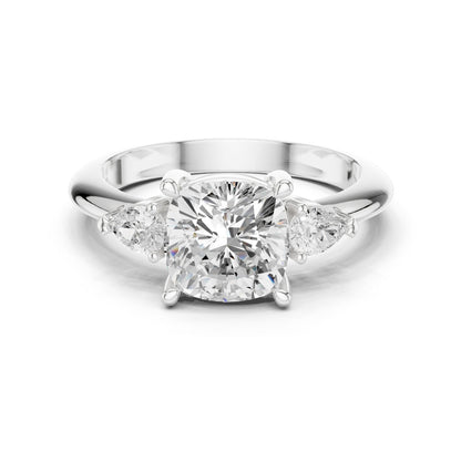 Cushion Lab Grown Diamond Three-Stone Engagement Ring