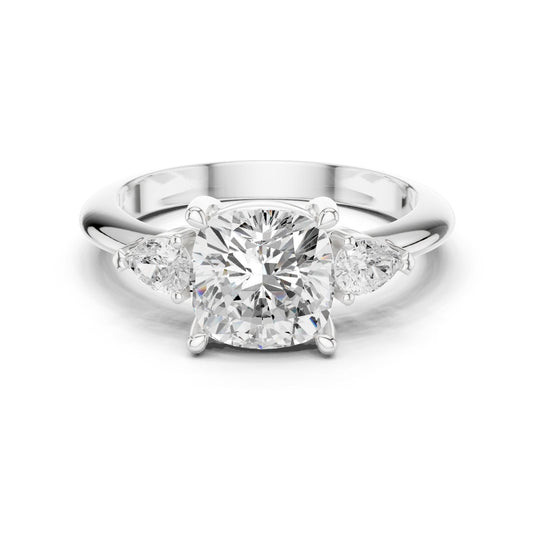 Cushion Lab Grown Diamond Three-Stone Engagement Ring