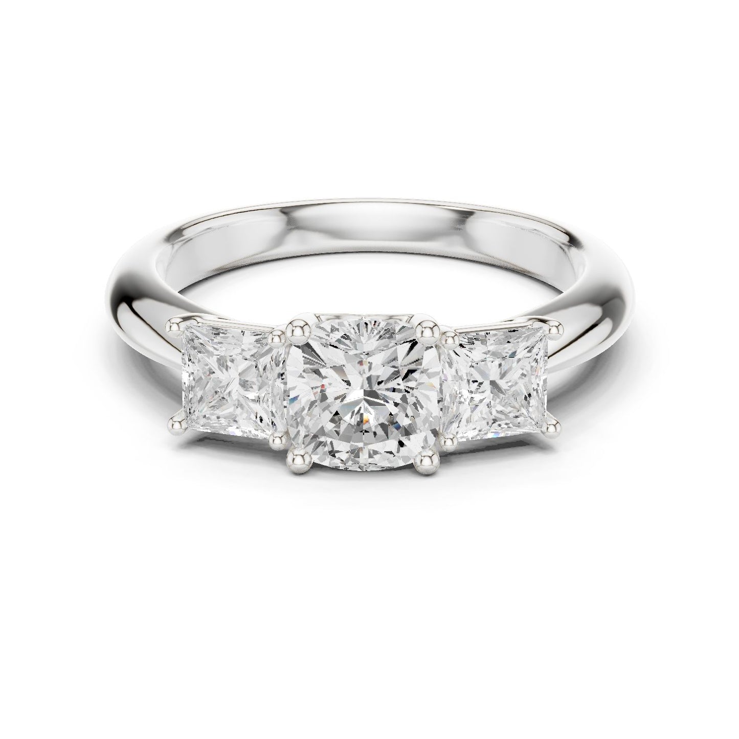 Cushion Lab Grown Diamond Three-Stone Engagement Ring