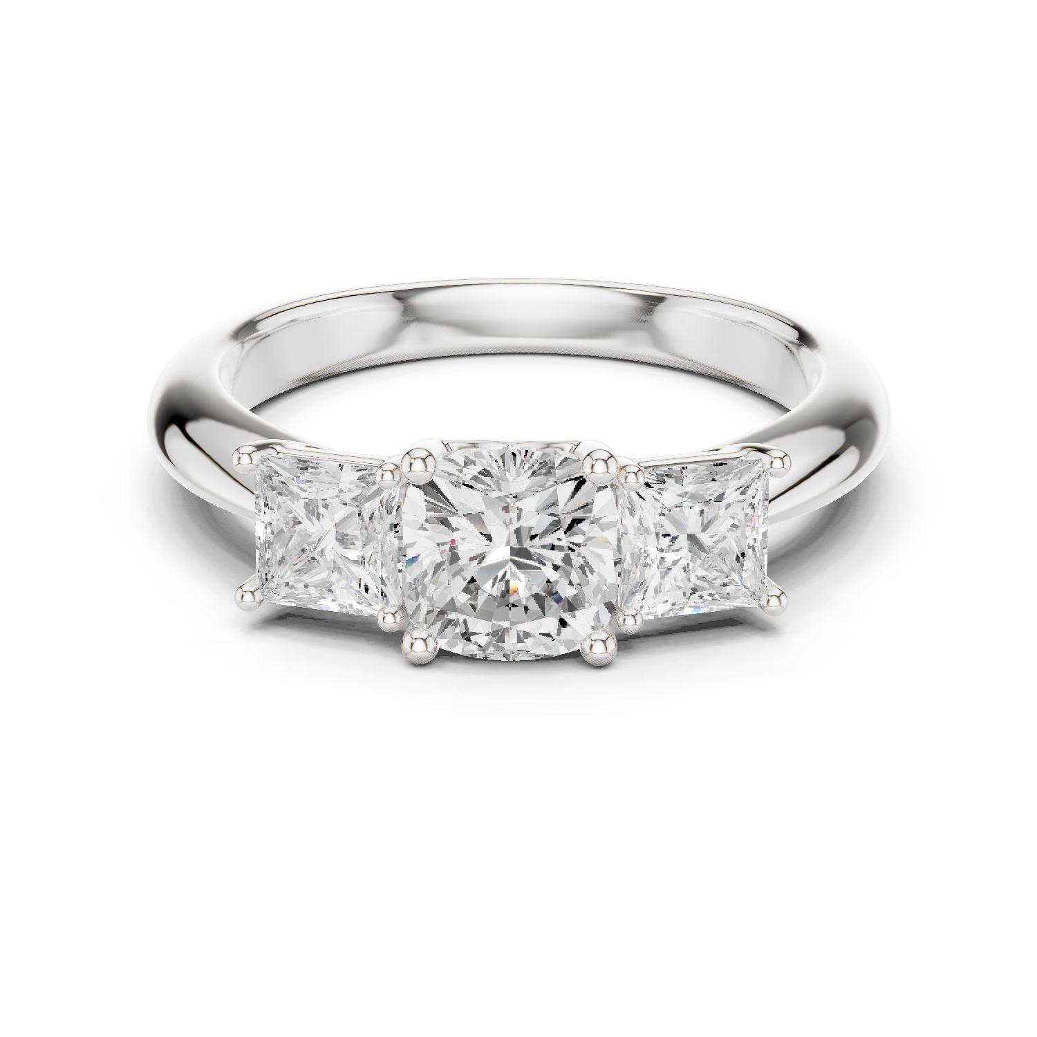 Cushion Lab Grown Diamond Three-Stone Engagement Ring
