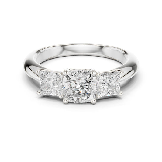 Cushion Lab Grown Diamond Three-Stone Engagement Ring