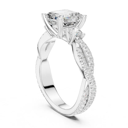 Cushion Lab Grown Diamond Three-Stone Engagement Ring