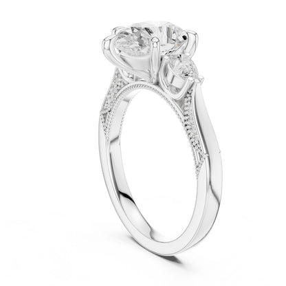 Cushion Lab Grown Diamond Three-Stone Engagement Ring