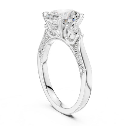 Cushion Lab Grown Diamond Three-Stone Engagement Ring