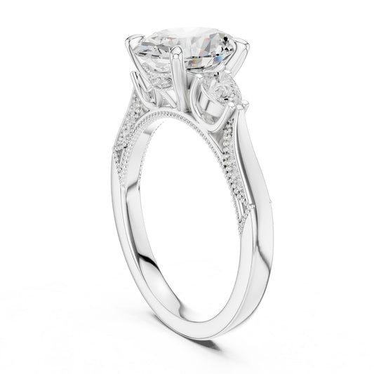 Cushion Lab Grown Diamond Three-Stone Engagement Ring